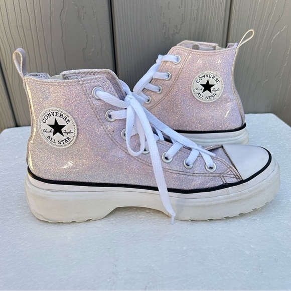 CONVERSE CHUCK TAYLOR ALL STAR LUGGED LIFT PLATFORM HIGH GLITTER PINK WOMENS 8.5 - Picture 1 of 10